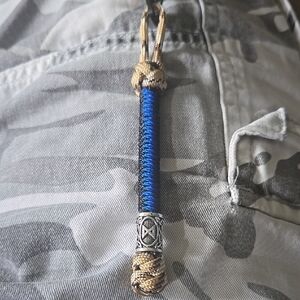 Thin Blue Line Viking Bead Keychain.